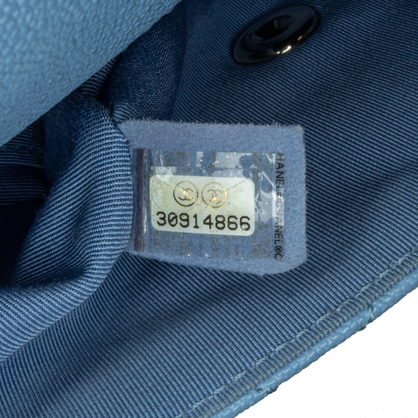 Blue Chanel CC Quilted Caviar Single Flap Crossbody Bag