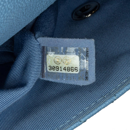 Blue Chanel CC Quilted Caviar Single Flap Crossbody Bag