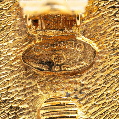 Gold Chanel Gold Plated 31 Rue Cambon Round Clip On Earrings