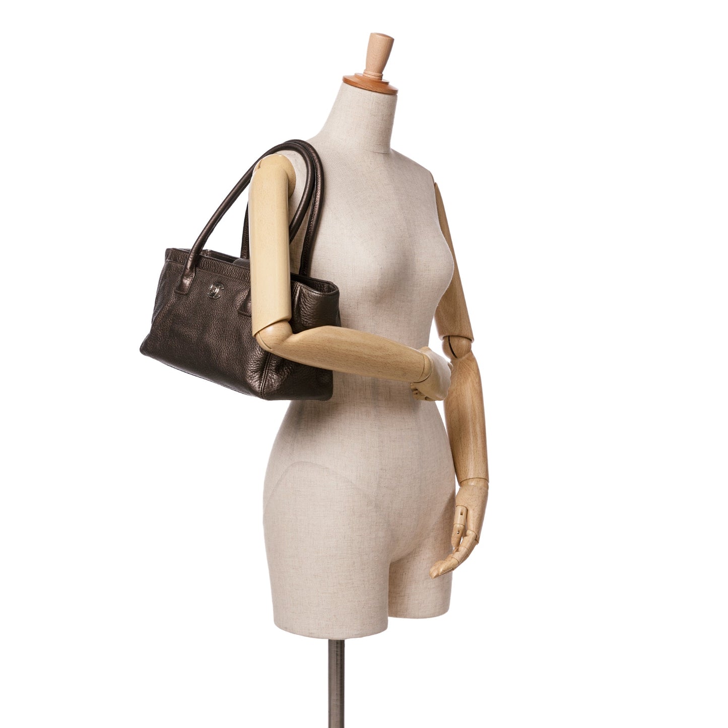 Brown Chanel Small Metallic Calfskin Executive Cerf Tote