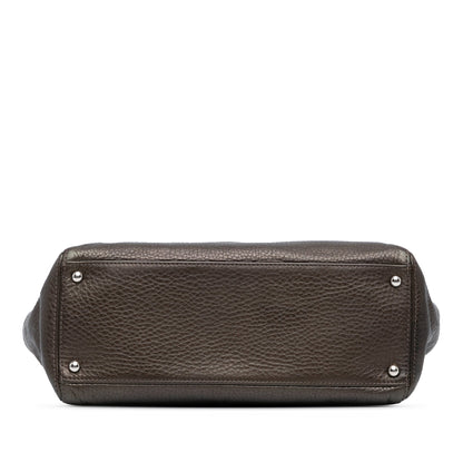 Brown Chanel Small Metallic Calfskin Executive Cerf Tote
