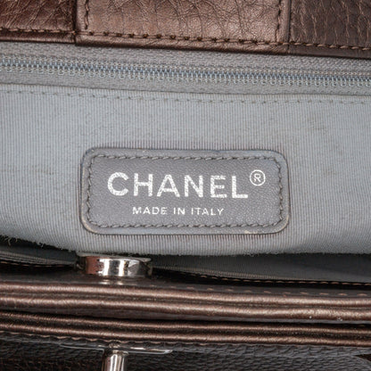 Brown Chanel Small Metallic Calfskin Executive Cerf Tote