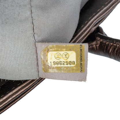 Brown Chanel Small Metallic Calfskin Executive Cerf Tote