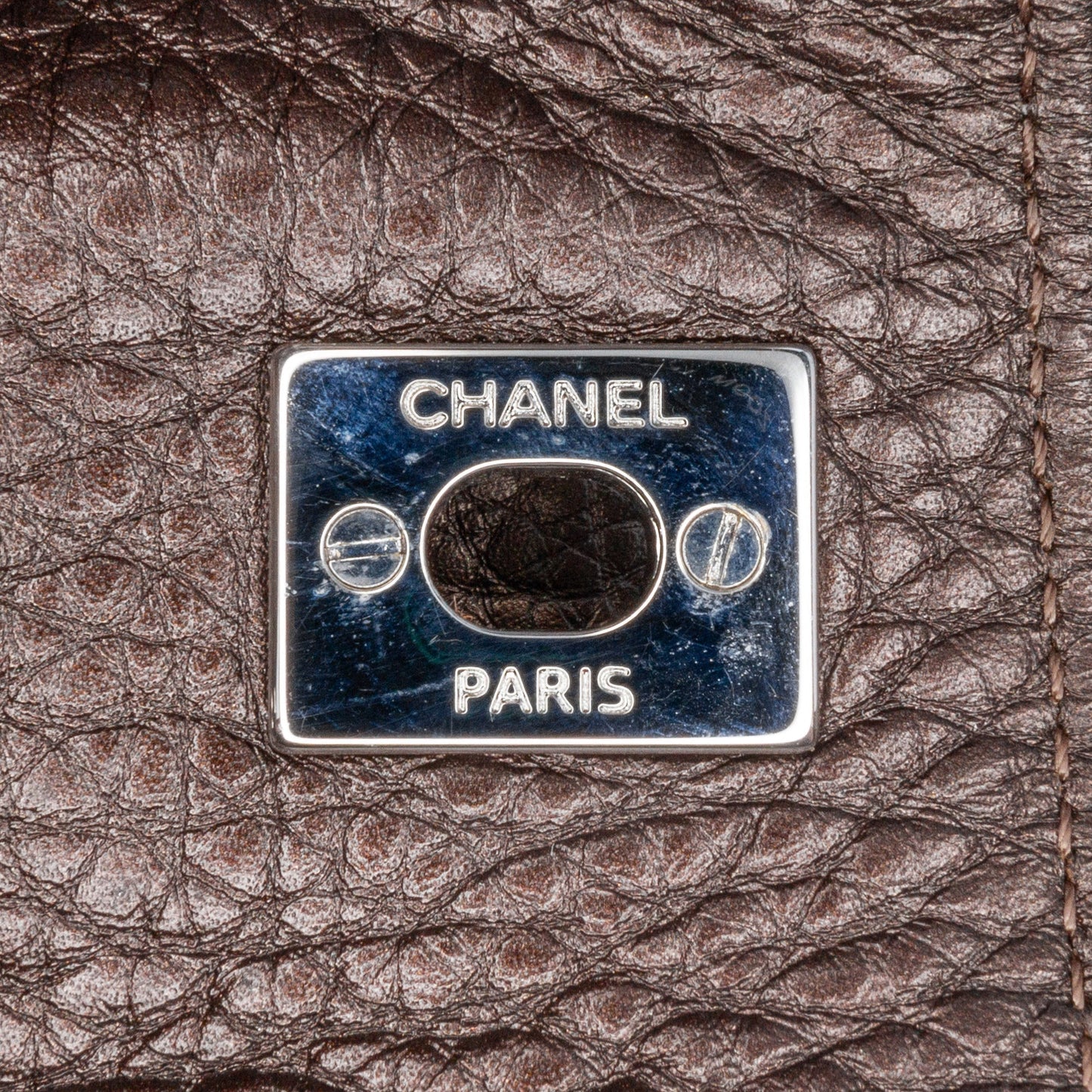 Brown Chanel Small Metallic Calfskin Executive Cerf Tote
