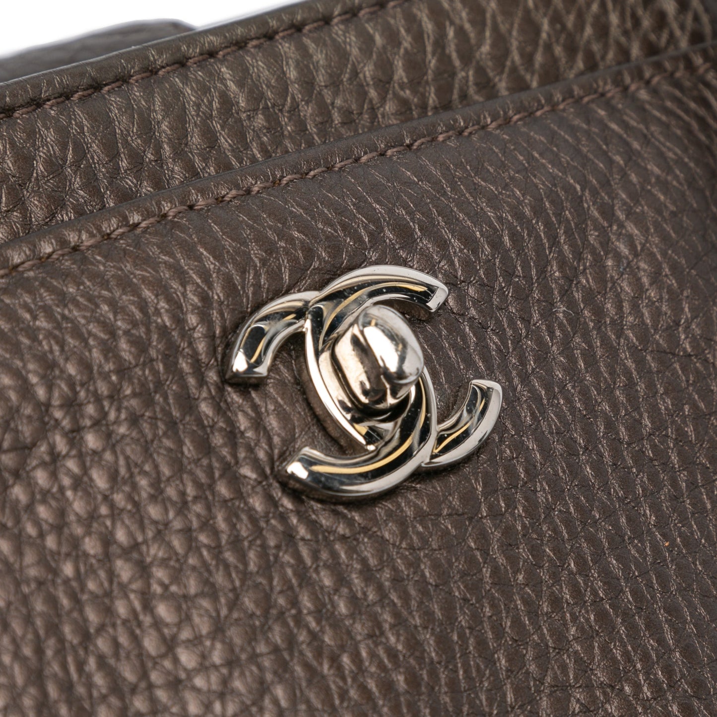 Brown Chanel Small Metallic Calfskin Executive Cerf Tote