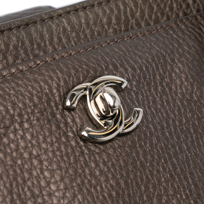 Brown Chanel Small Metallic Calfskin Executive Cerf Tote