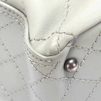 Chanel CC Pocket Handbag White Chevron Lambskin Silver