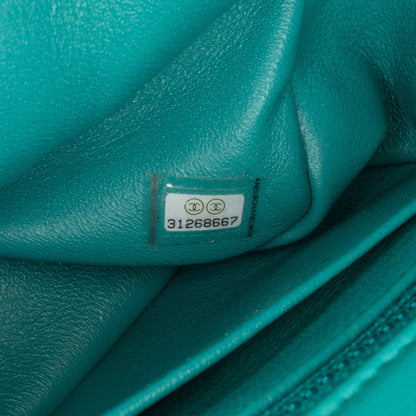 Blue Chanel Mini Square Classic Lambskin Single Flap Crossbody Bag