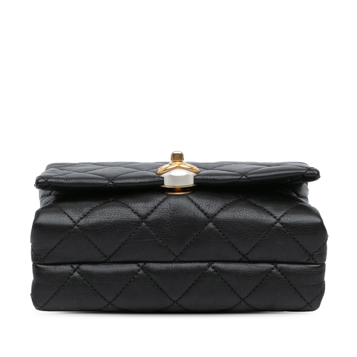 Black Chanel Quilted Calfskin Pearl CC Accordion Flap Crossbody Bag