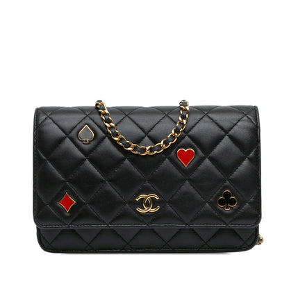 Black Chanel Quilted Lambskin Coco Casino Wallet On Chain Crossbody Bag