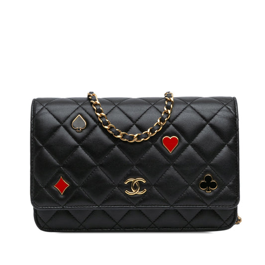 Black Chanel Quilted Lambskin Coco Casino Wallet On Chain Crossbody Bag