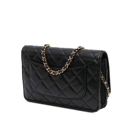 Black Chanel Quilted Lambskin Coco Casino Wallet On Chain Crossbody Bag