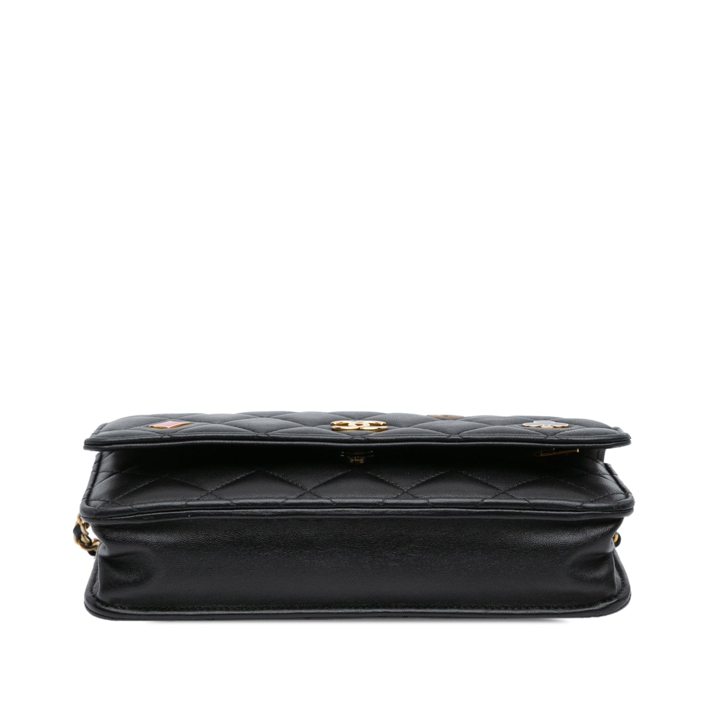 Black Chanel Quilted Lambskin Coco Casino Wallet On Chain Crossbody Bag