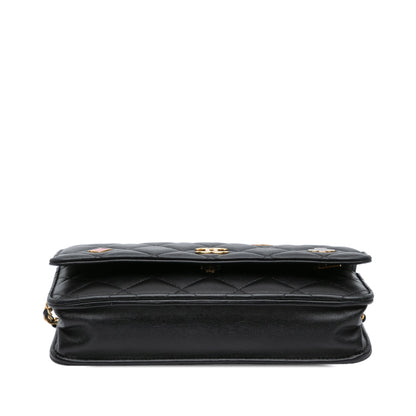 Black Chanel Quilted Lambskin Coco Casino Wallet On Chain Crossbody Bag