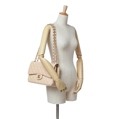 Brown Chanel Jumbo Classic Lambskin Double Flap Shoulder Bag