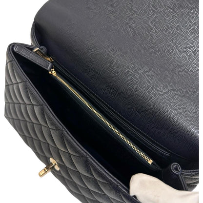 Chanel Caviar Skin Coco Handle Bag Navy