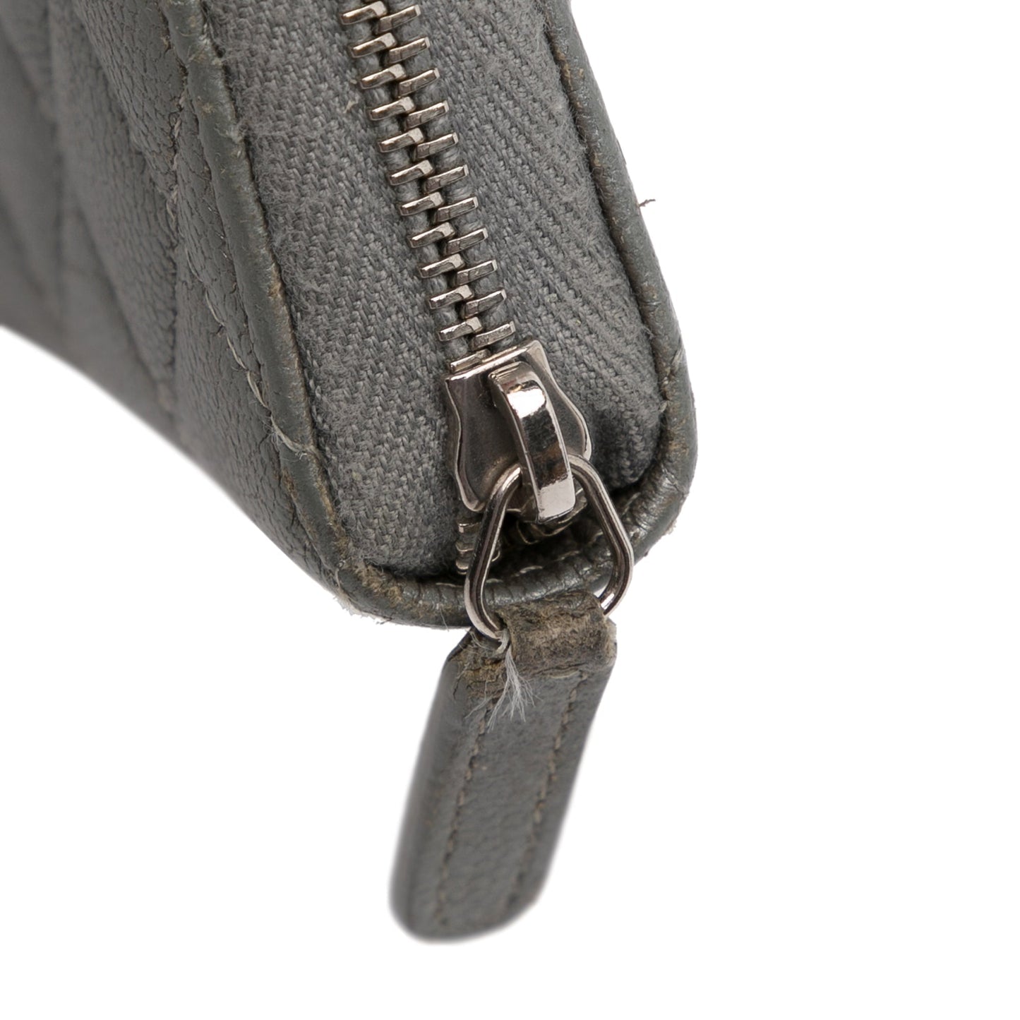 Gray Chanel CC Caviar Zip Coin Pouch