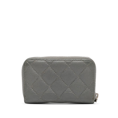 Gray Chanel CC Caviar Zip Coin Pouch