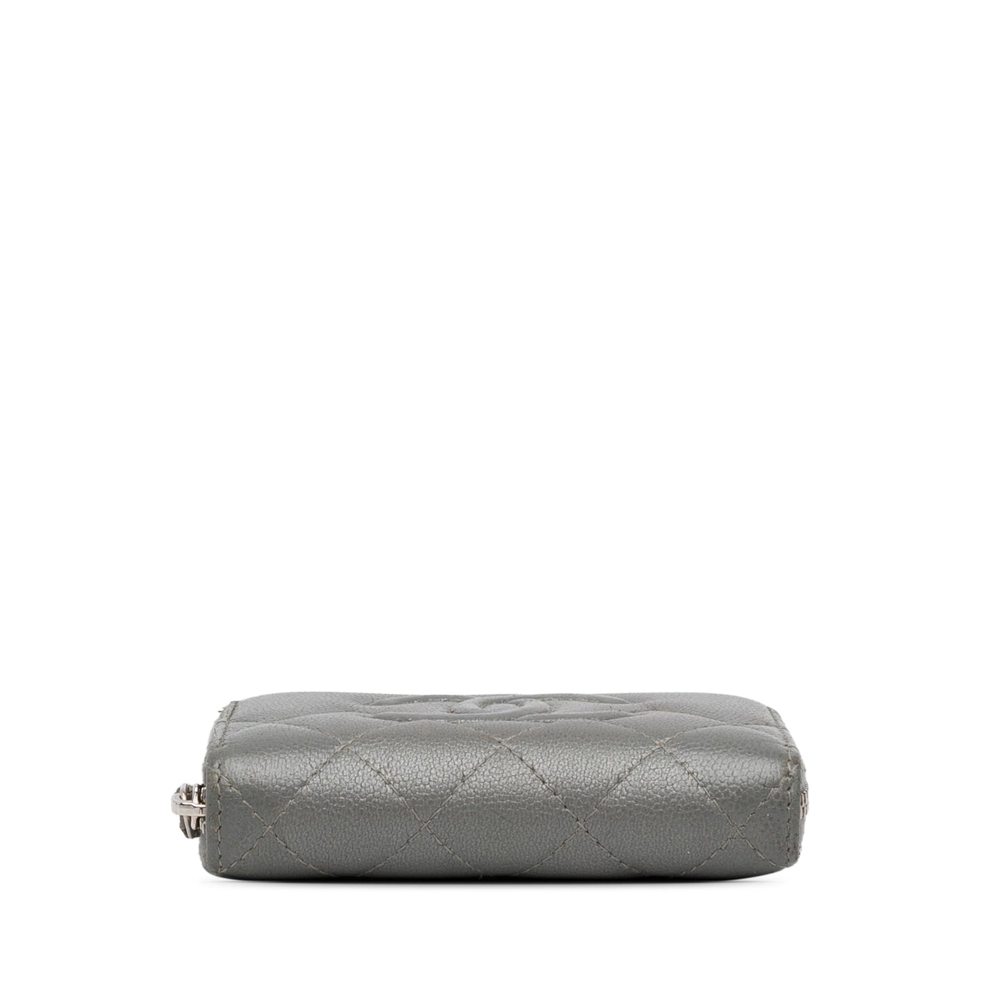 Gray Chanel CC Caviar Zip Coin Pouch