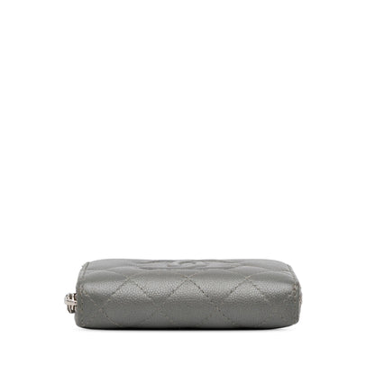 Gray Chanel CC Caviar Zip Coin Pouch