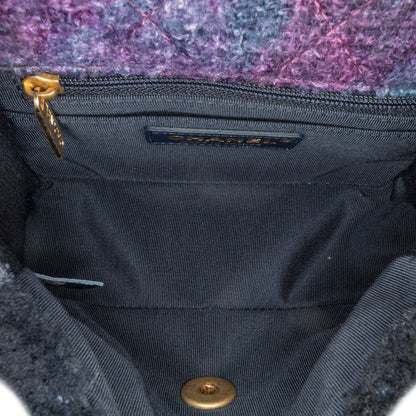 Blue Chanel Mini Square Classic Multicolor Shearling Single Flap Crossbody Bag