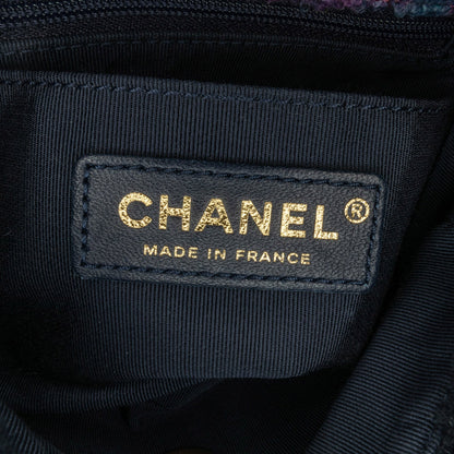Blue Chanel Mini Square Classic Multicolor Shearling Single Flap Crossbody Bag
