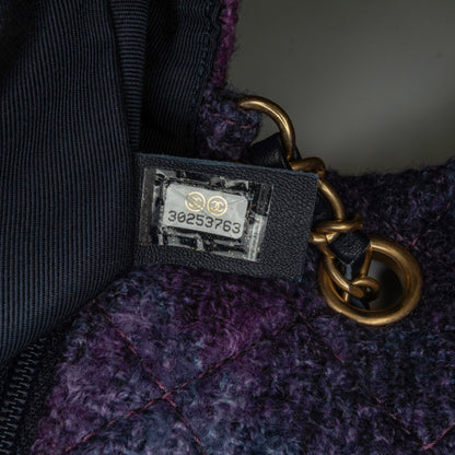 Blue Chanel Mini Square Classic Multicolor Shearling Single Flap Crossbody Bag