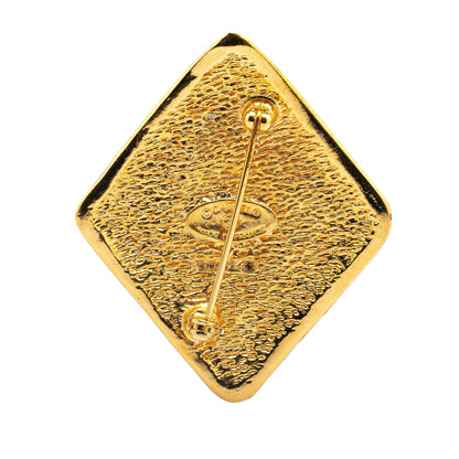 Gold Chanel Gold Plated CC Rhombus Brooch