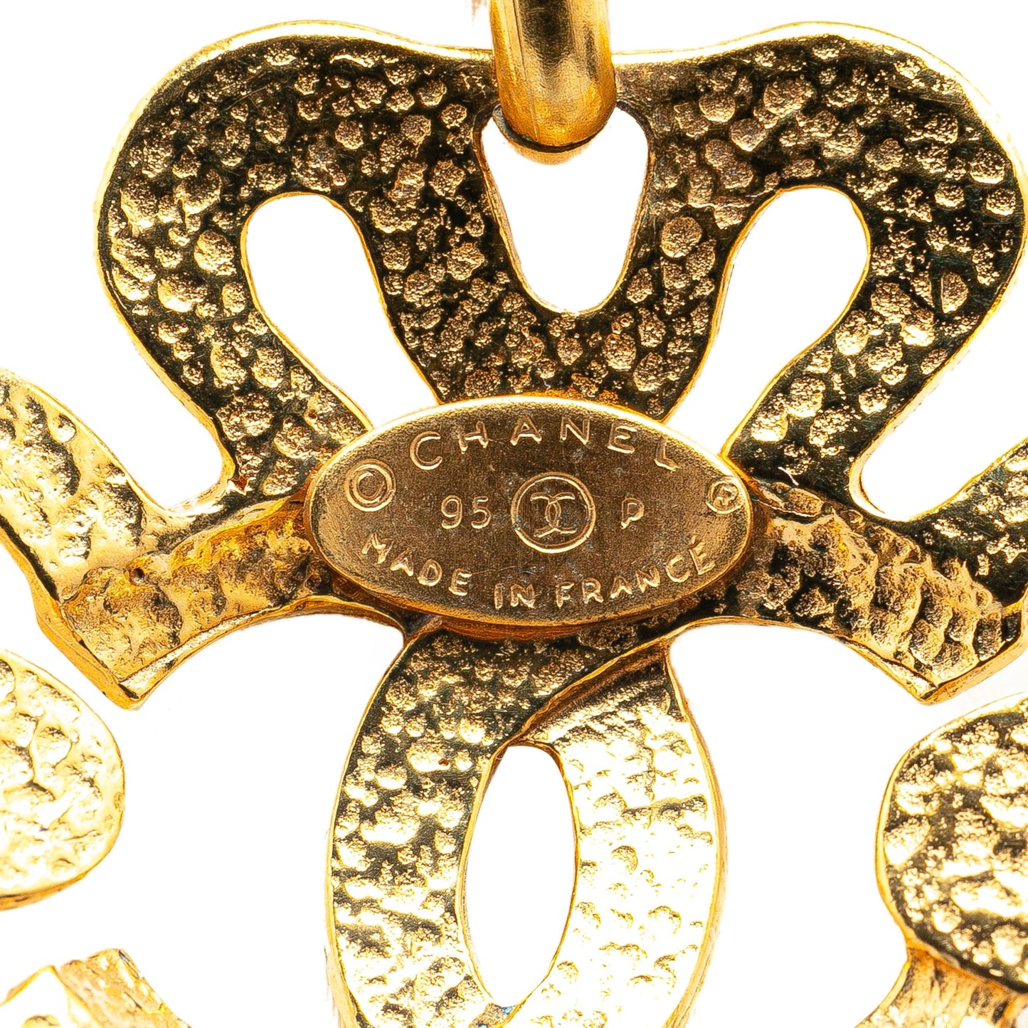 Gold Chanel Gold Plated CC Flower Pendant Necklace
