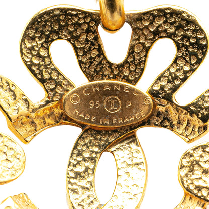 Gold Chanel Gold Plated CC Flower Pendant Necklace