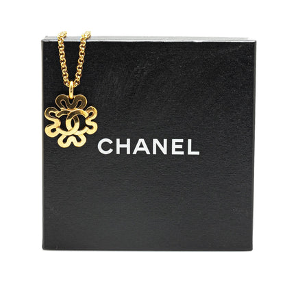 Gold Chanel Gold Plated CC Flower Pendant Necklace