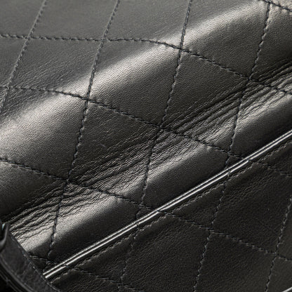 Black Chanel Quilted Lambskin Top Handle Square Flap Handbag
