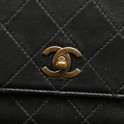 Black Chanel Quilted Lambskin Top Handle Square Flap Handbag