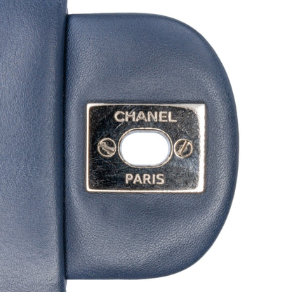 Blue Chanel Mini Square Classic Chevron Patent Flap Crossbody Bag