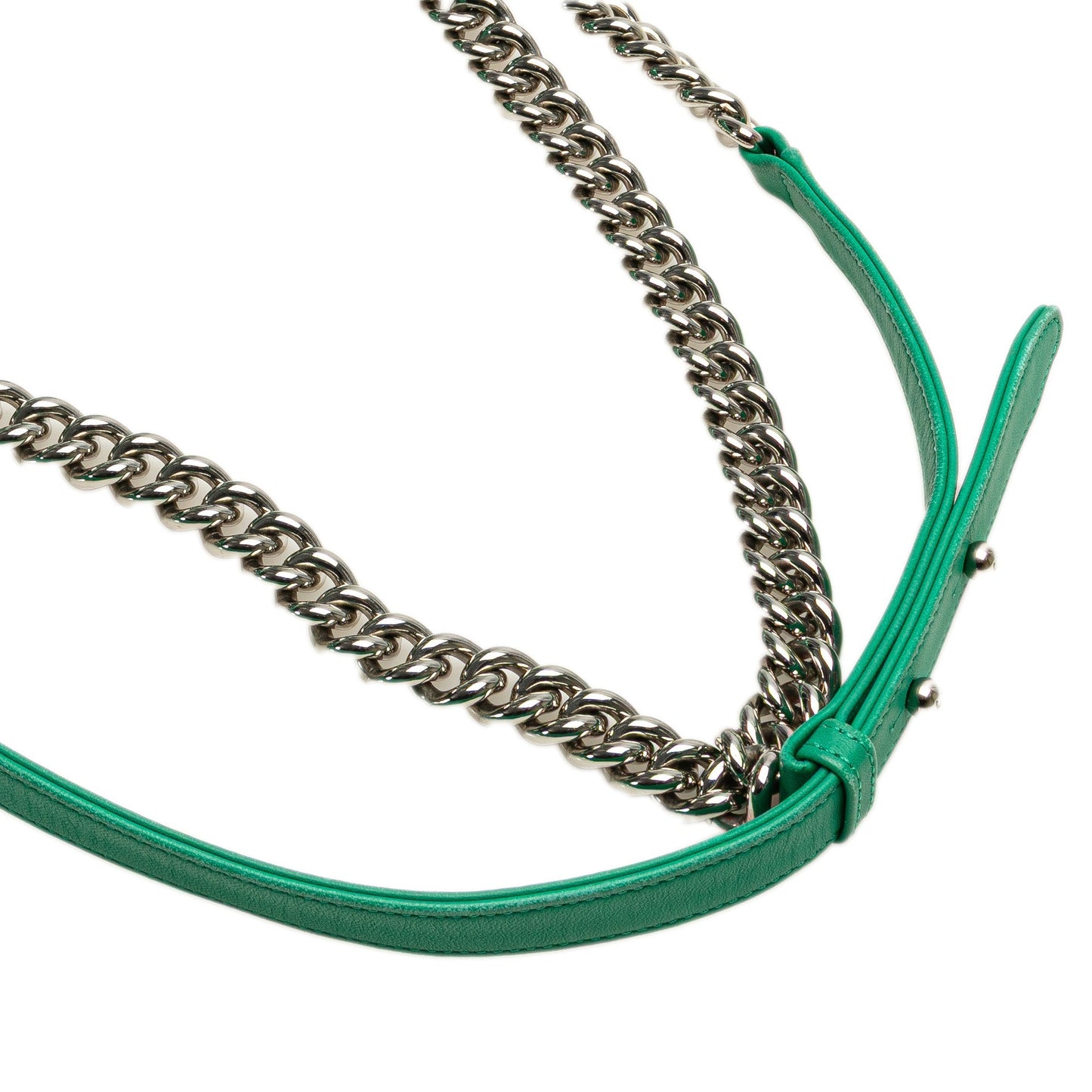 Green Chanel Medium Chevron Lambskin and Iridescent PVC Boy Flap Crossbody Bag