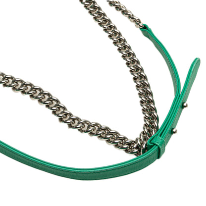 Green Chanel Medium Chevron Lambskin and Iridescent PVC Boy Flap Crossbody Bag