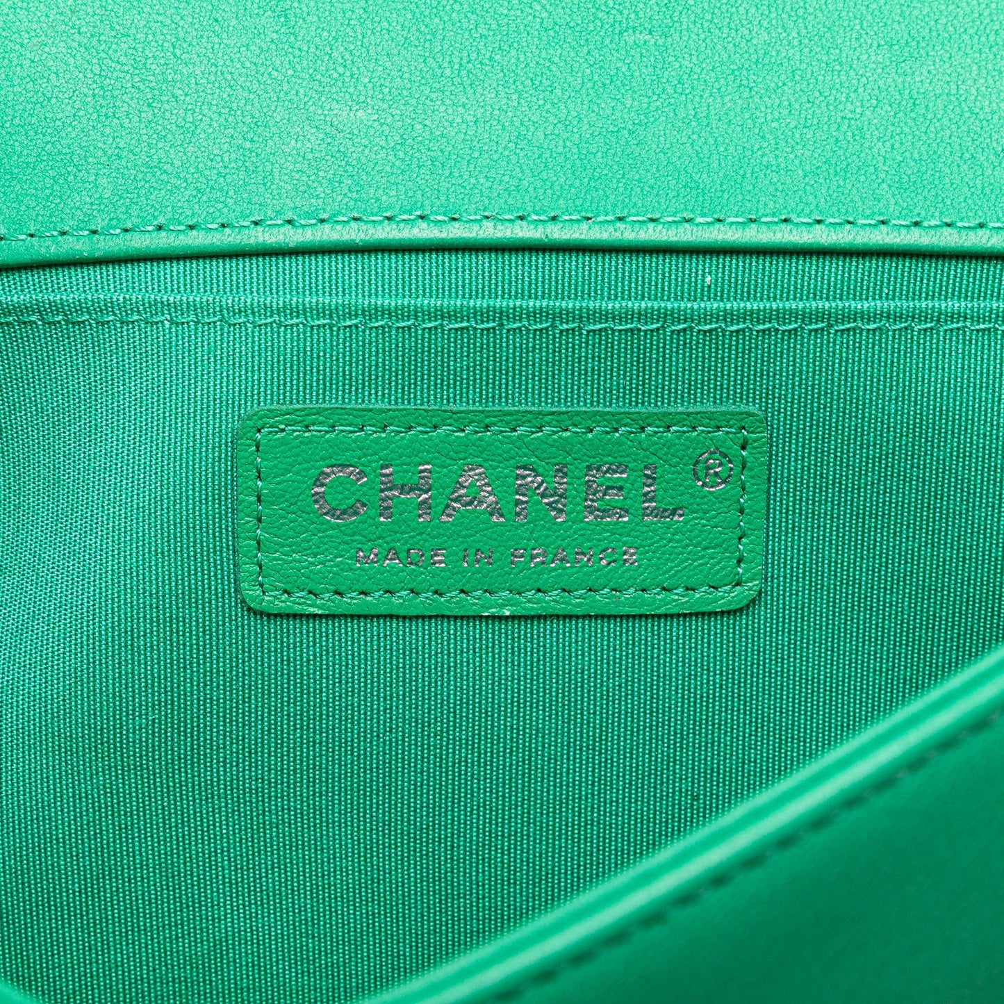 Green Chanel Medium Chevron Lambskin and Iridescent PVC Boy Flap Crossbody Bag