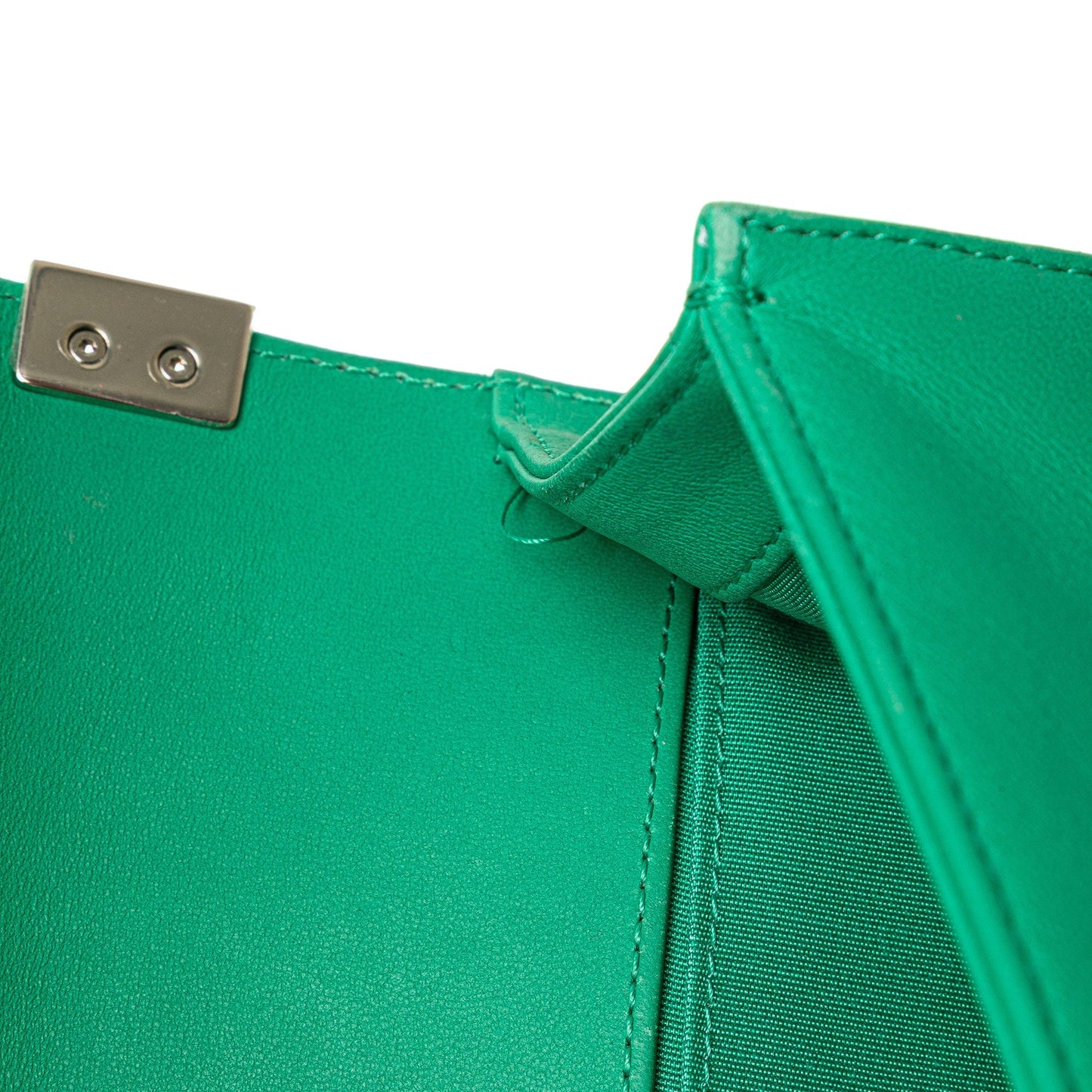 Green Chanel Medium Chevron Lambskin and Iridescent PVC Boy Flap Crossbody Bag