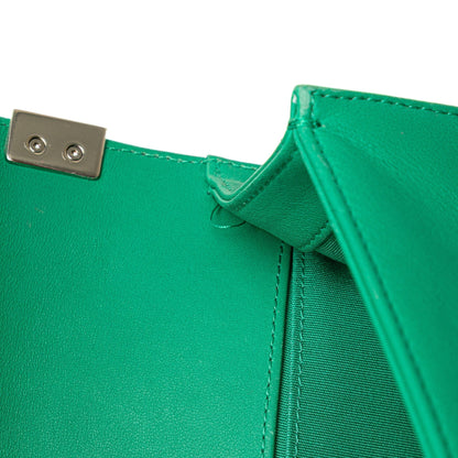 Green Chanel Medium Chevron Lambskin and Iridescent PVC Boy Flap Crossbody Bag