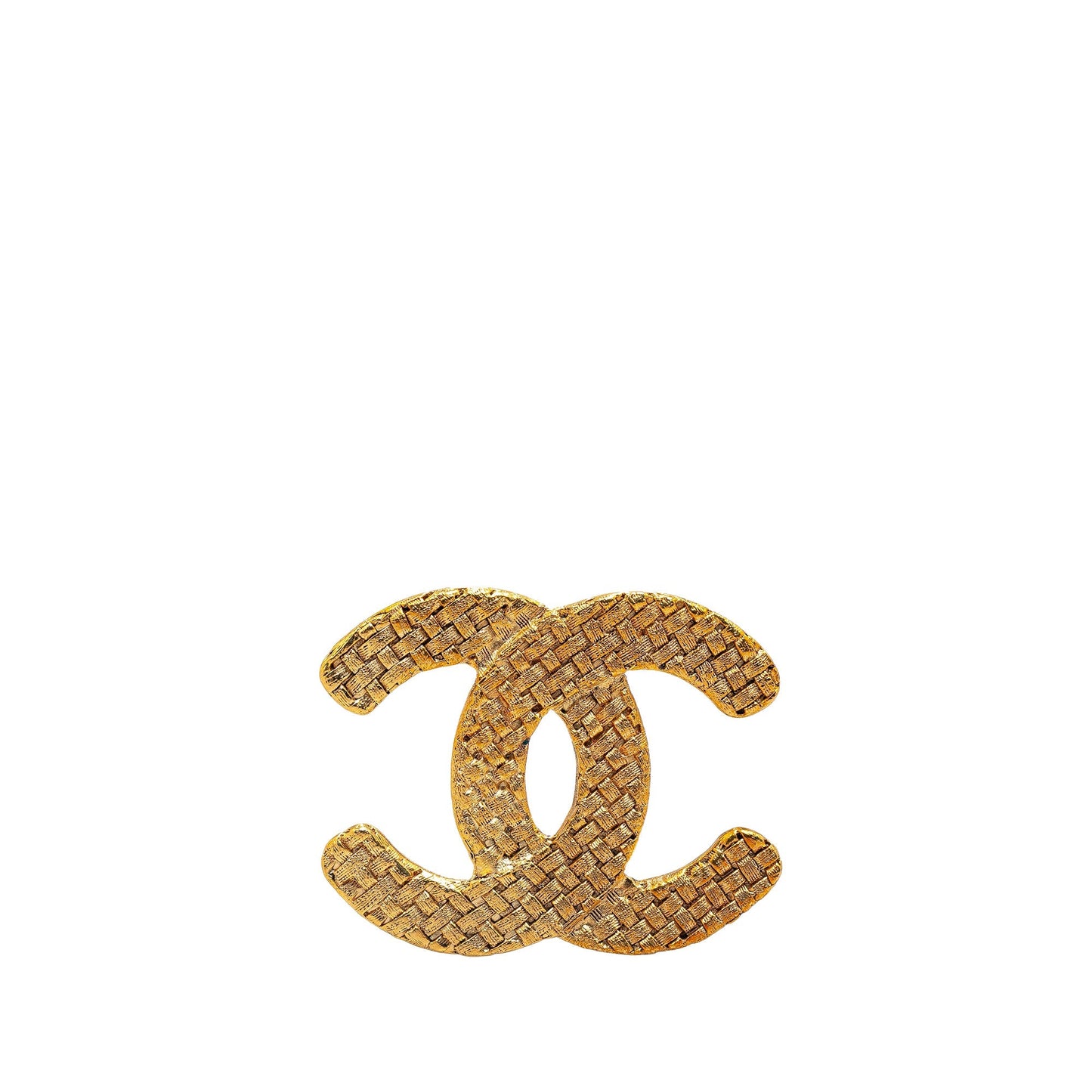 Gold Chanel Gold Plated CC Quilted Brooch