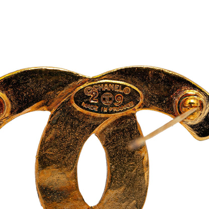 Gold Chanel Gold Plated CC Quilted Brooch