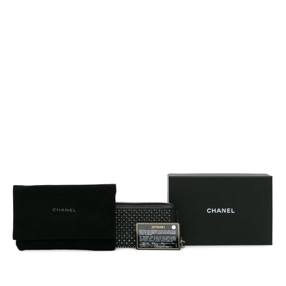 Black Chanel Bull Leather Studded Zip Wallet