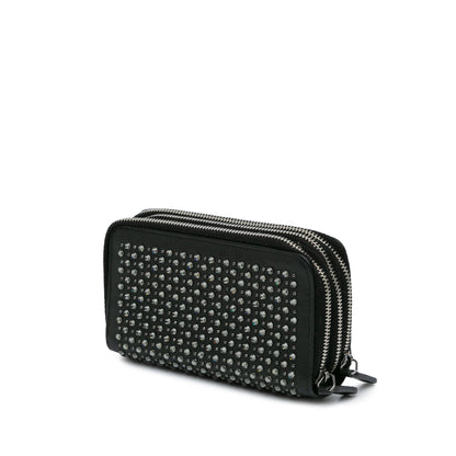 Black Chanel Bull Leather Studded Zip Wallet