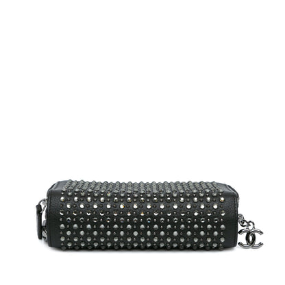 Black Chanel Bull Leather Studded Zip Wallet