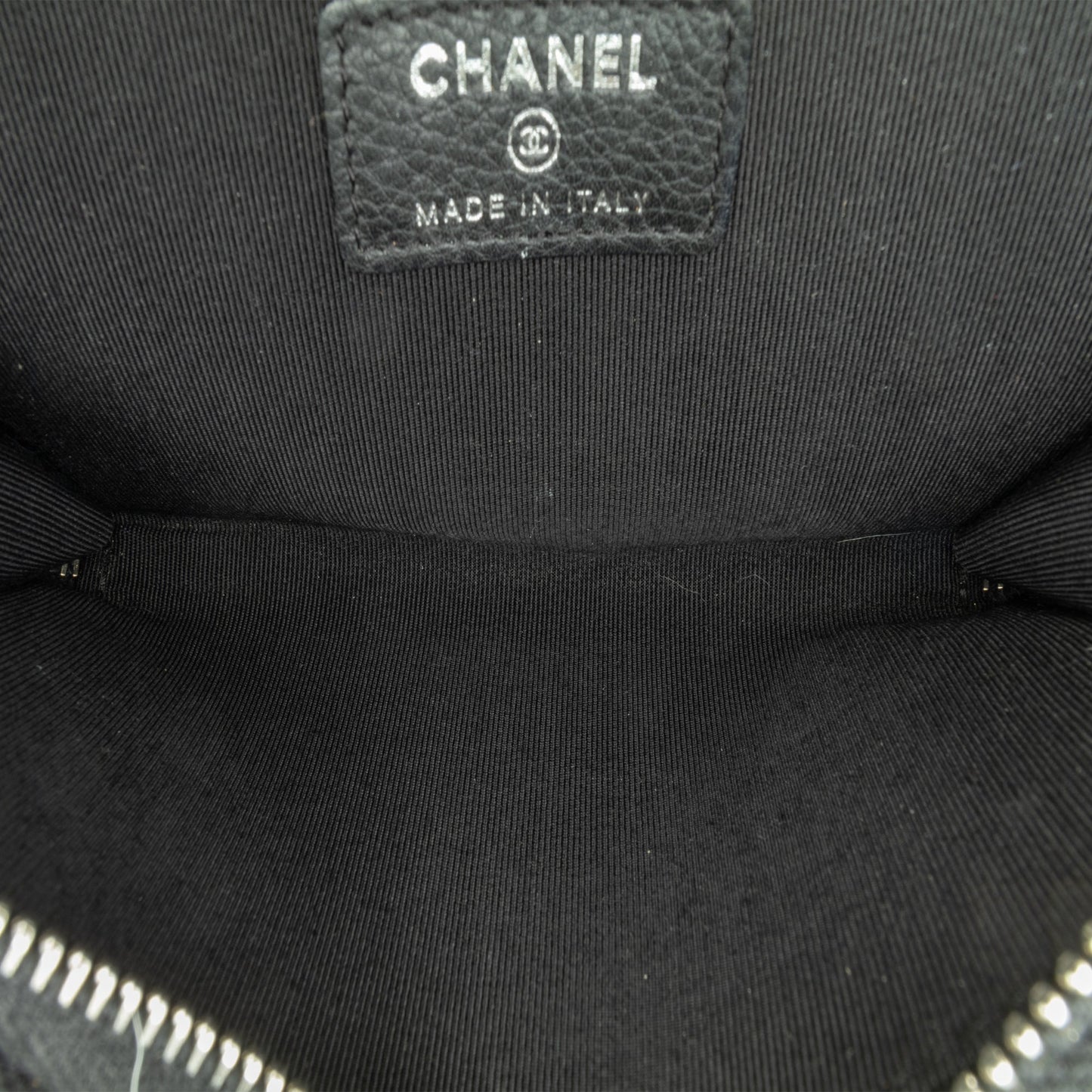 Black Chanel Bull Leather Studded Zip Wallet