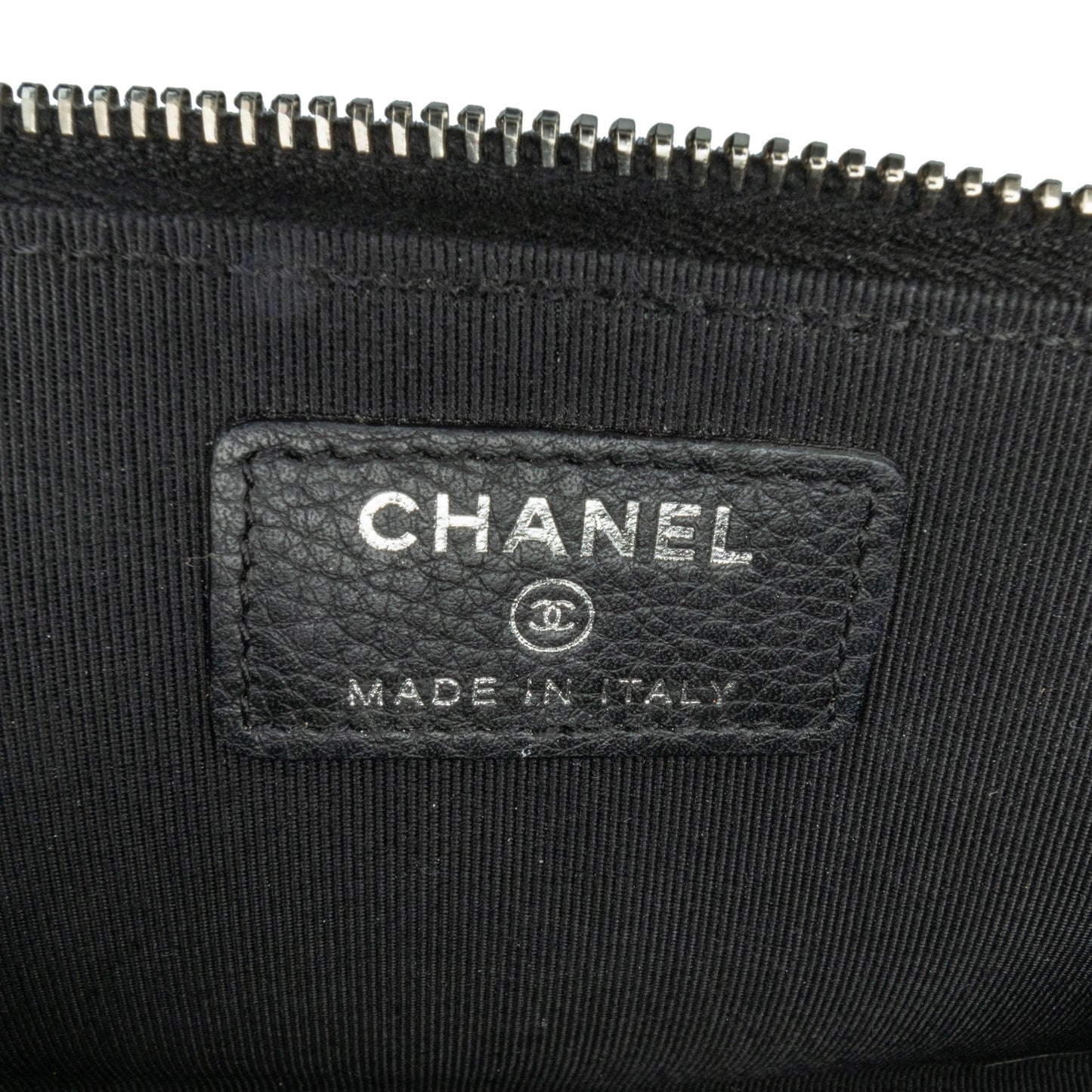 Black Chanel Bull Leather Studded Zip Wallet