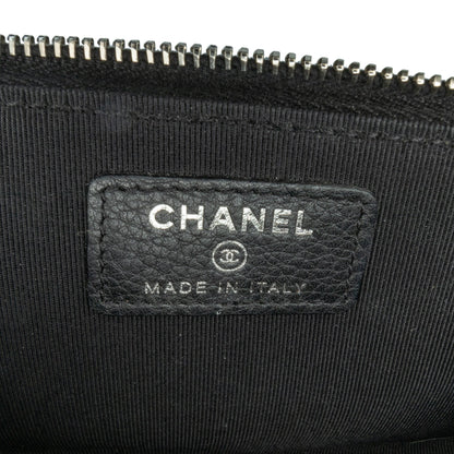 Black Chanel Bull Leather Studded Zip Wallet