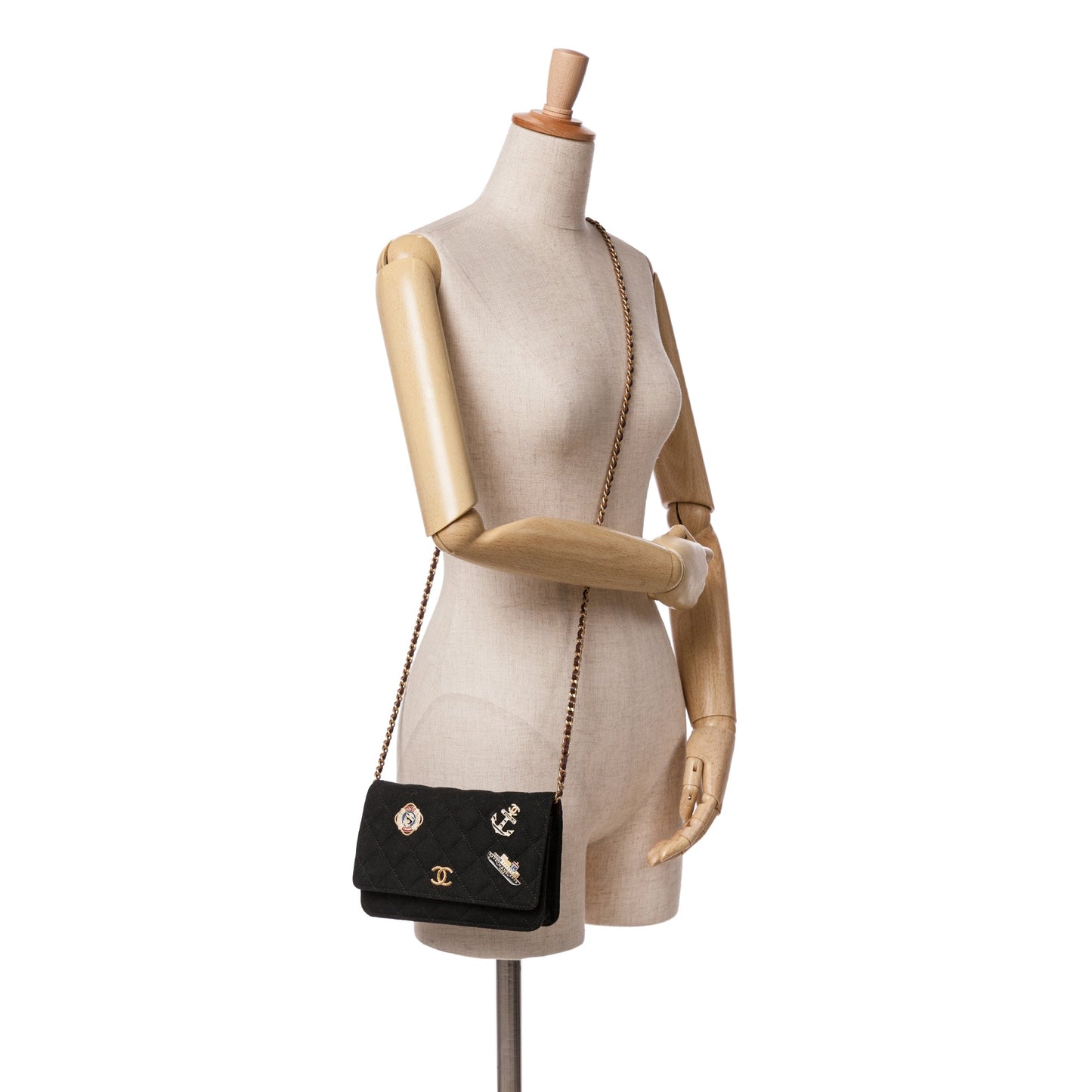 Chanel Sac Paris Hamburg Quilted Wool Charms Wallet On Chain