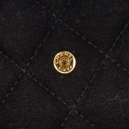 Black Chanel Paris Hamburg Quilted Wool Charms Wallet On Chain Crossbody Bag