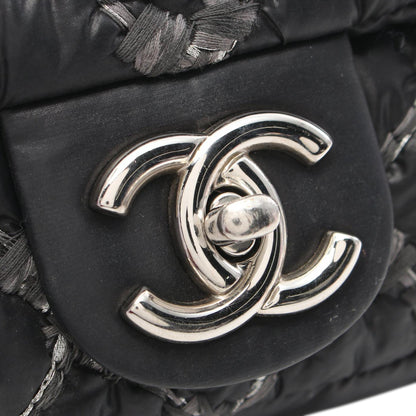 Black Chanel Paris-Byzance Nylon Tweed On Stitch Bubble Accordion Flap Shoulder Bag